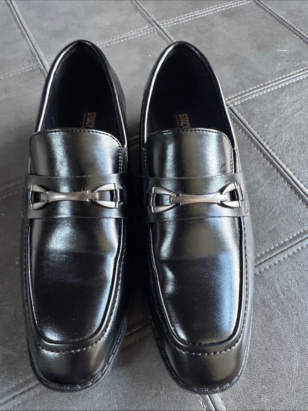 Stacy Adams Black Patent Dress Loafers with Metal Bit